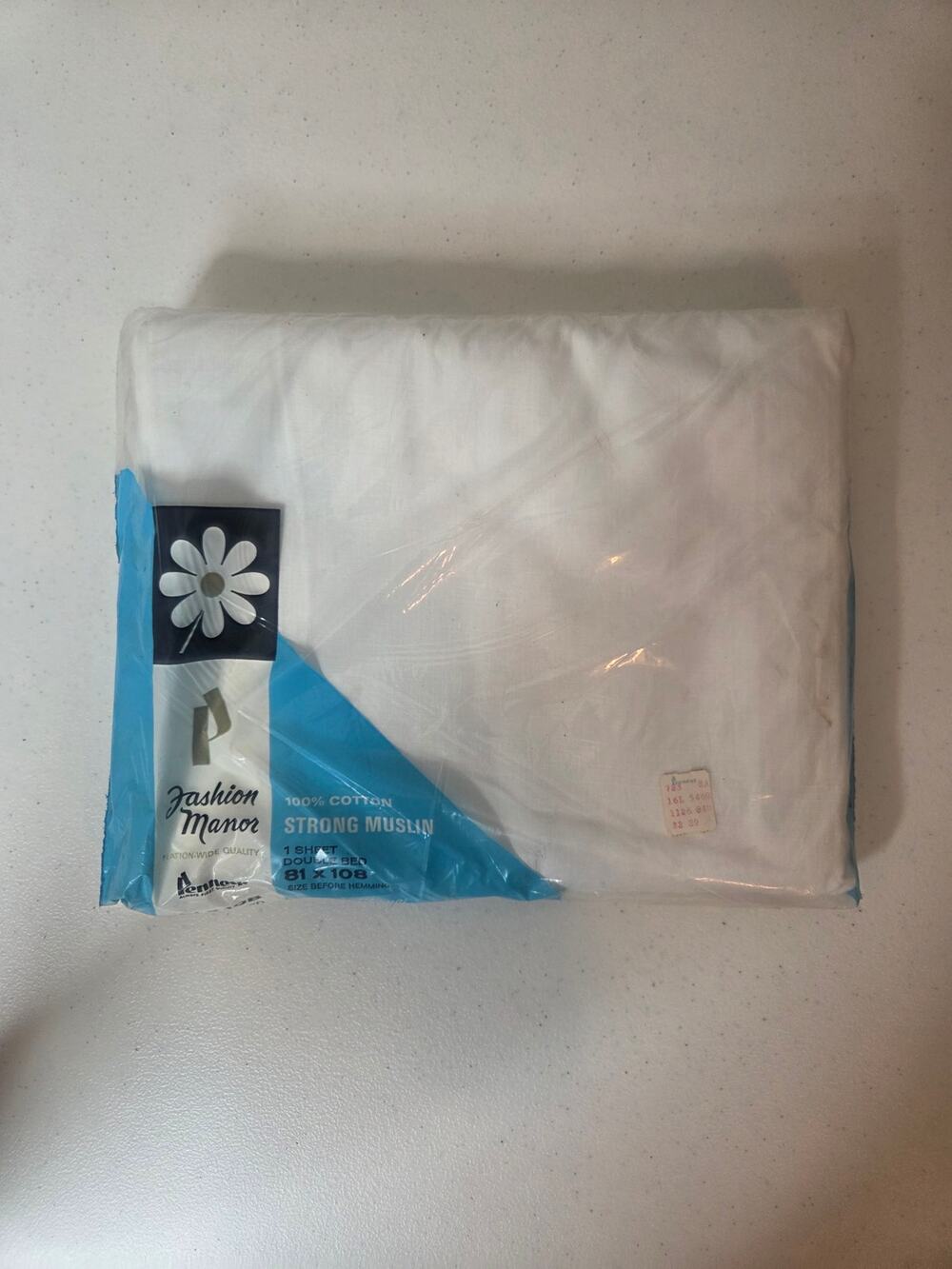 Fashion Manor Vintage Cotton 81x108 Strong Muslin White Double Bed Sheet NEW
